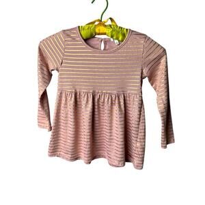 TAHARI Girl Metallic Stripe‎ Peplum Dress – Size 6